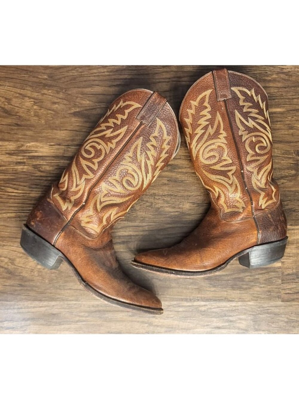 VTG Justin Round Toe 1403 Western Boots Made in USA Cowboy Rodeo Comb-last